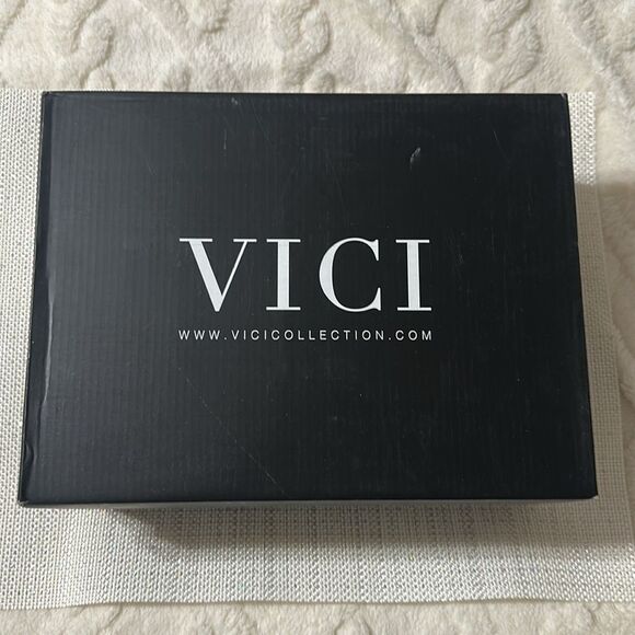 VICI 10 Celeste Black Metallic Studded Block Heel Strappy Multi Buckle Sandal - Picture 12 of 13